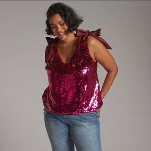 Maeve Sequined Tie Strap Tank